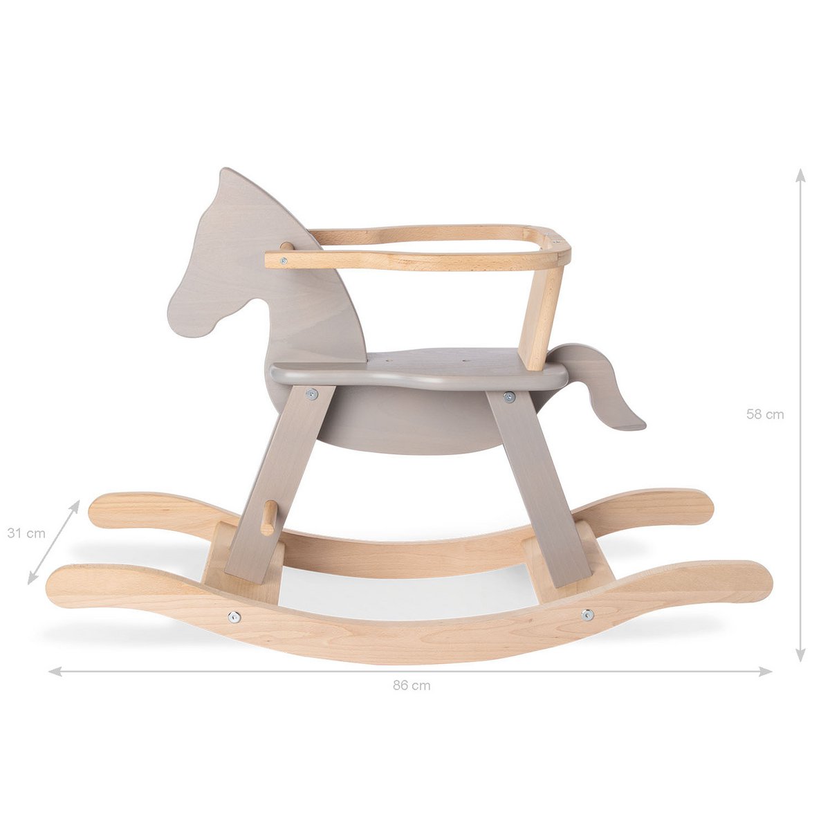 Rockled paard "Pinolino" met ring, grijs/natuurlijk