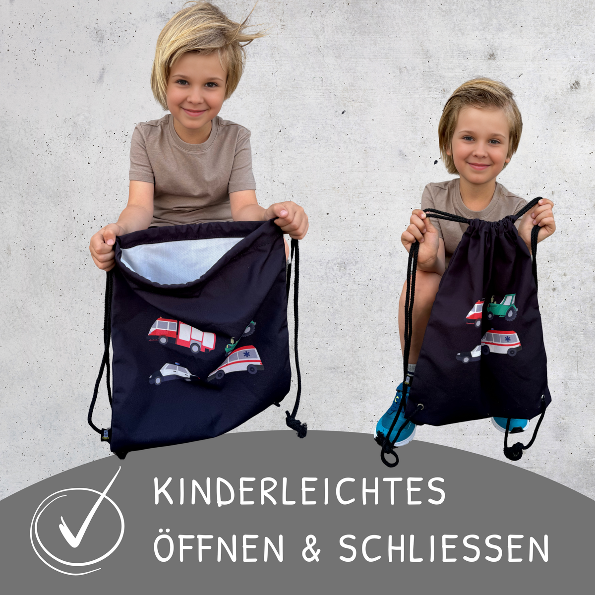 Gym Bag -auto's voor kinderen zwart