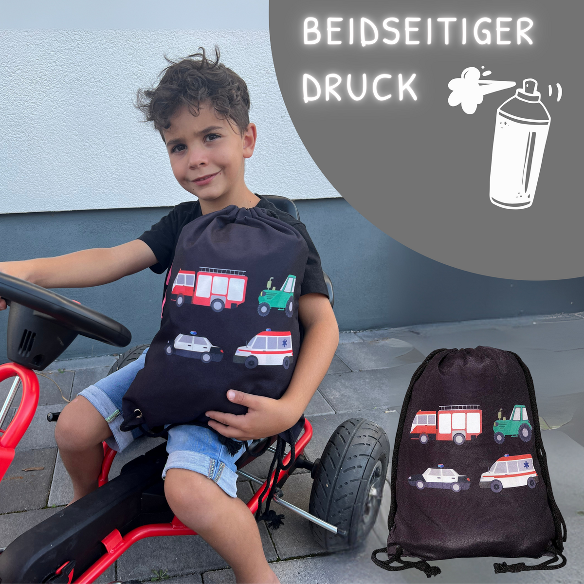 Gym Bag -auto's voor kinderen zwart