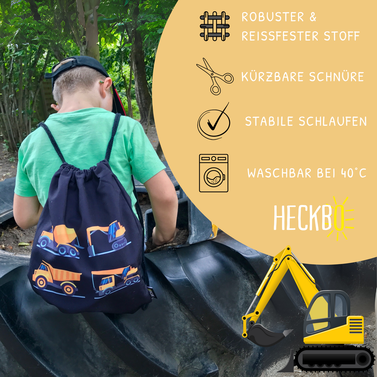 Kindergymtas Bouwvoertuigen 4 Zwart