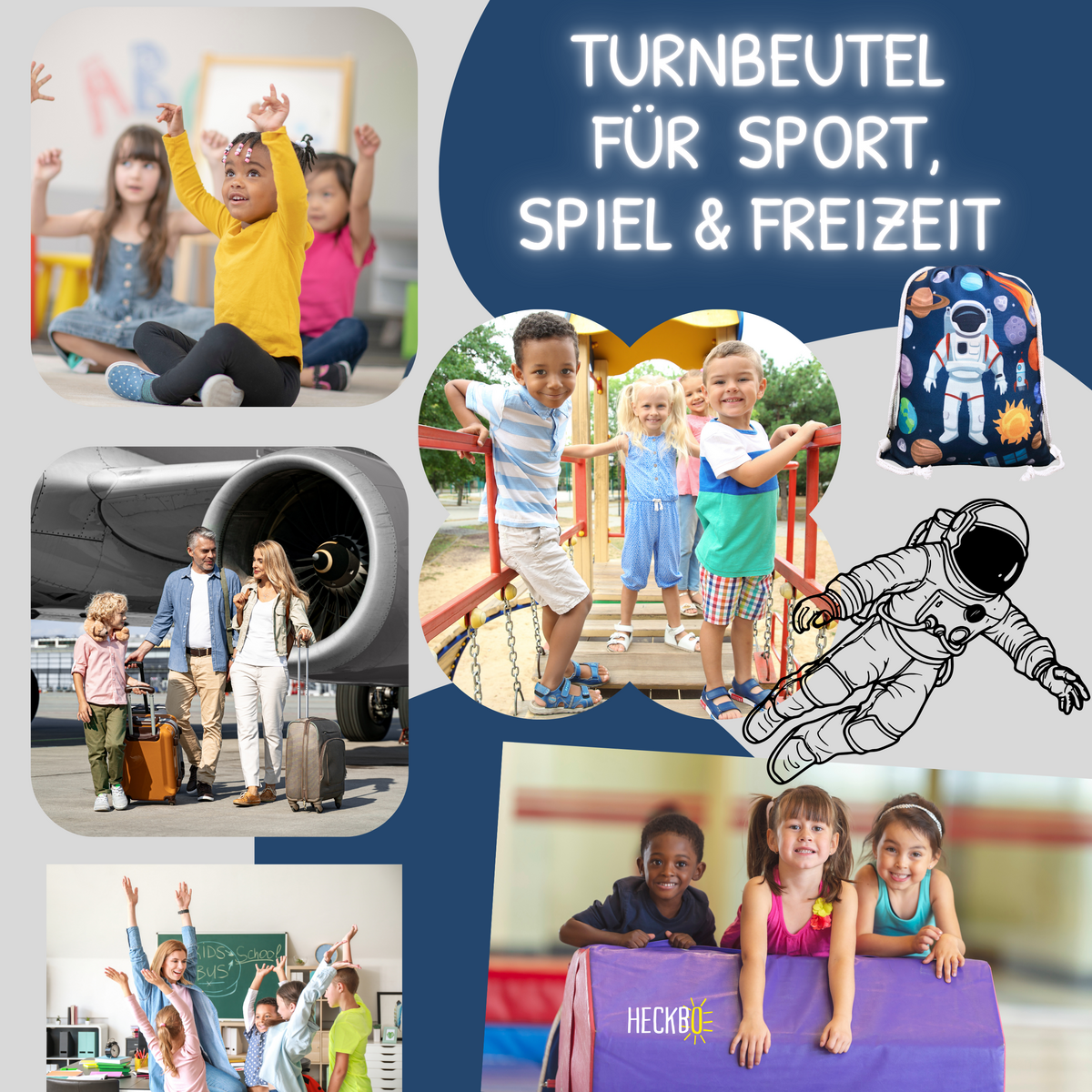 Gym Bag Astronaut voor kinderen - Wit